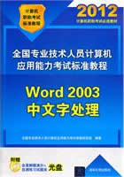全国专业技术人员计算机应用能力考试标准教程--Word 2003中文字处理(配光盘)